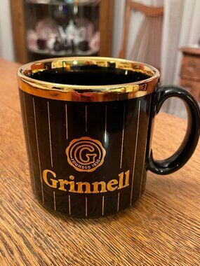 Vintage Grinnell College Gold and Black Coffee Cup Mug 13 ounces by Tams